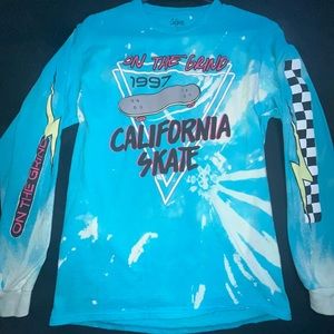 City Streets, custom bleach tie dye’d, long sleeve t-shirt.
